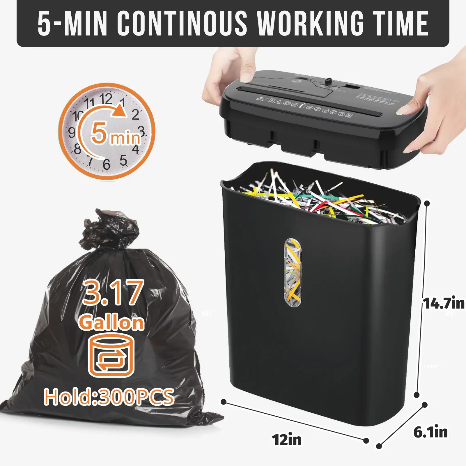 Woolsche Home Office Paper Shredder-10-Sheet Strip Cut with 3.17-Gallon Basket - P-2 Security Level - CD & Credit Card Shredder - Durable & Fast - Jam Proof System - ETL Certified