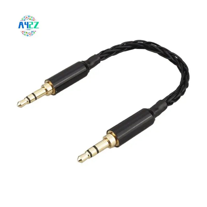 a42z-black-silver-plated-35mm-male-to-35mm-male-stereo-audio-hifi-audio-cable-car-aux-wire-jump-cable-1m