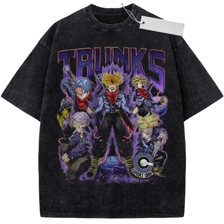 Schwarzes Unisex Reines Baumwoll-T-Shirt mit Kurzen Ärmeln Sport-T-Shirt Retro Dragon Ball Charaktere Anime-Print T-Shirt