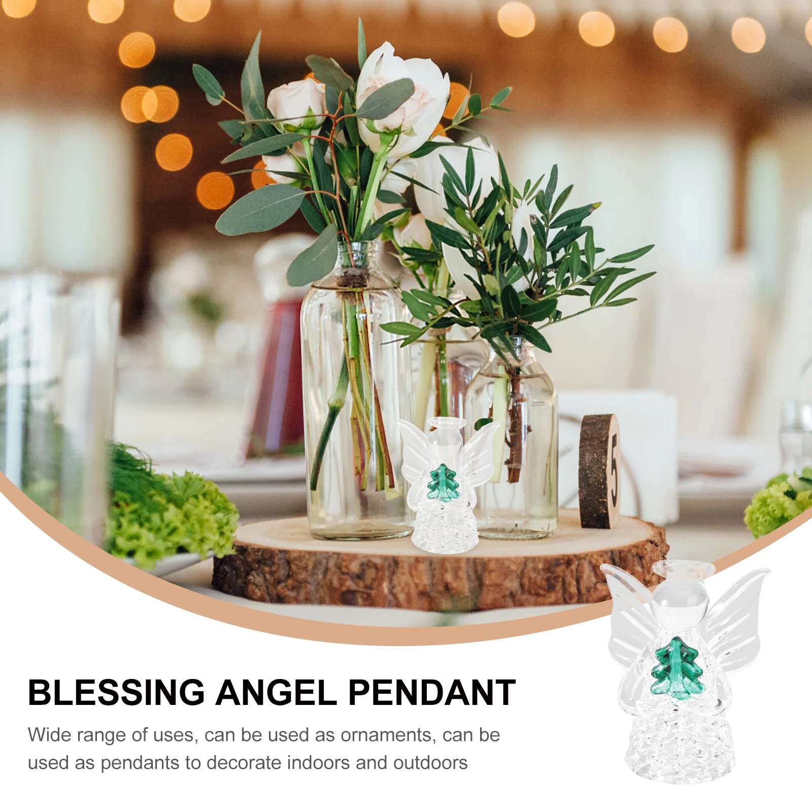 

1 шт., прозрачный стеклянный кулон с ангелом, изысканный креативный орнамент благословения, украшение для дома и сада, рождественский молитвенный орнамент