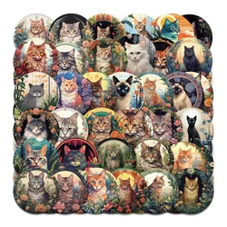 50pcs Vintage Retro Realistic Cat Stickers Pack Stationery Ipad Phone Suitcase Laptop DIY Sticker Handmade Journaling Materials