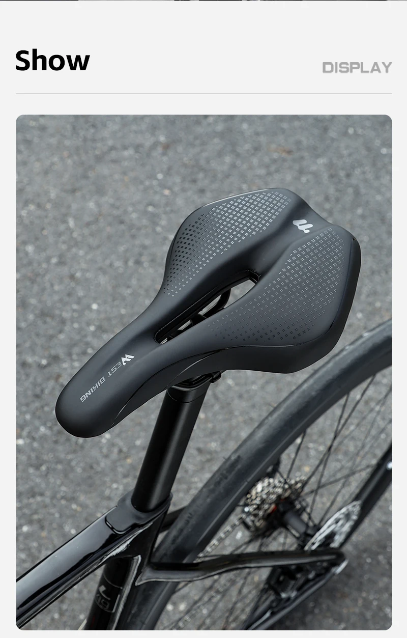 WEST BIKING Fahrradsattel, hohl, atmungsaktiv, stoßfest, rutschfestes PU-Lederkissen, ultraleichter MTB-Rennradsattel – Detail 13