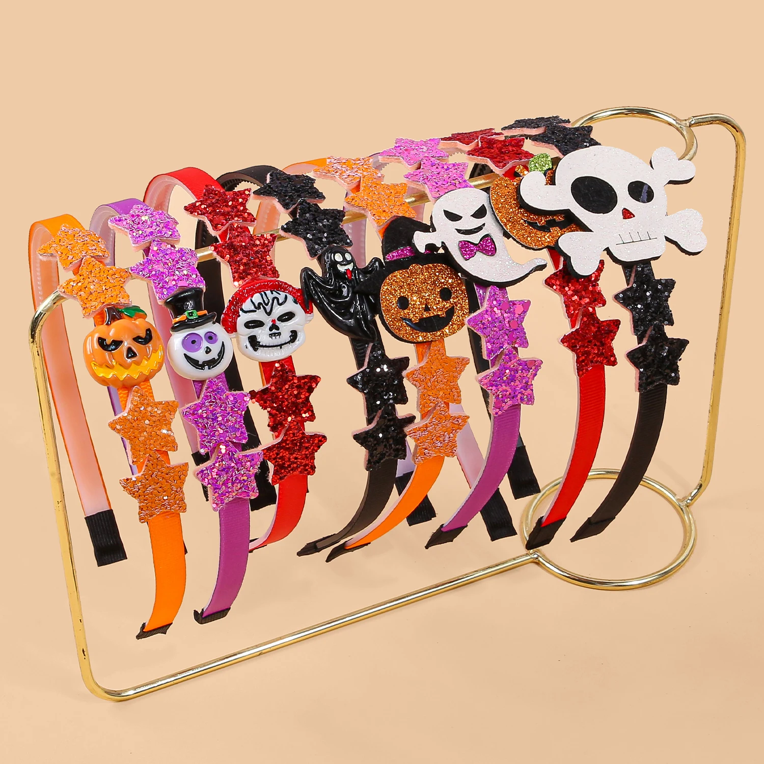 4/8PCS Halloween Stirnbänder Kürbis Teufel Haarbänder Mädchen Festival Party Cosplay Glitter Stern Haarband Kinder Haar Zubehör set
