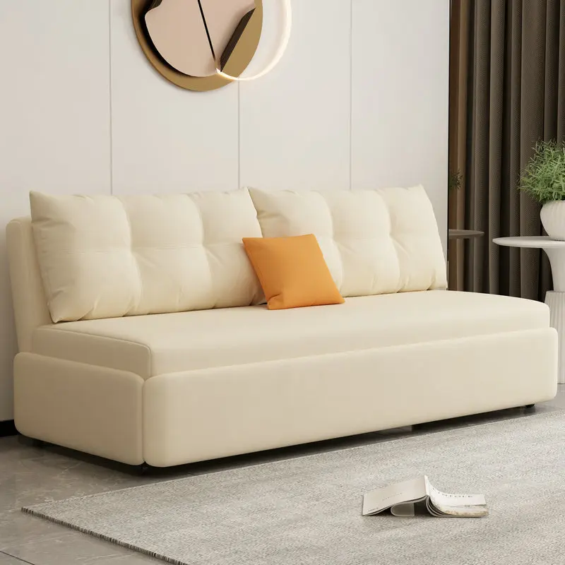 

New Cream Wind Sofa Bed Folding Dual-purpose No Armrest Retractable Pull Living Room Small Unit Multifunctional Storage