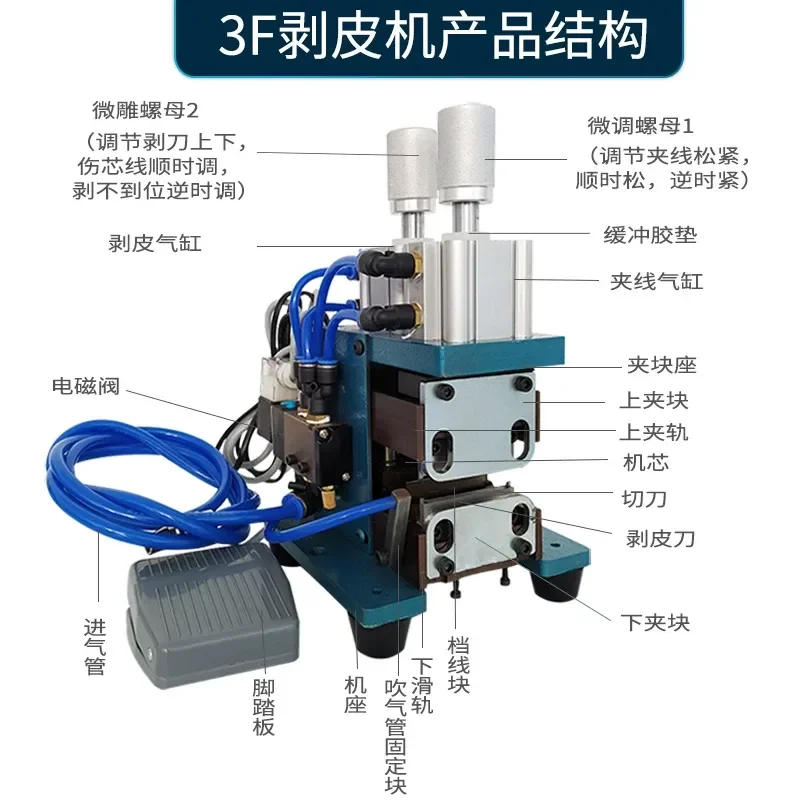 3F core wire pneumatic  stripping machine blade peeling peeling small automatic  arrangement outer skin sheath