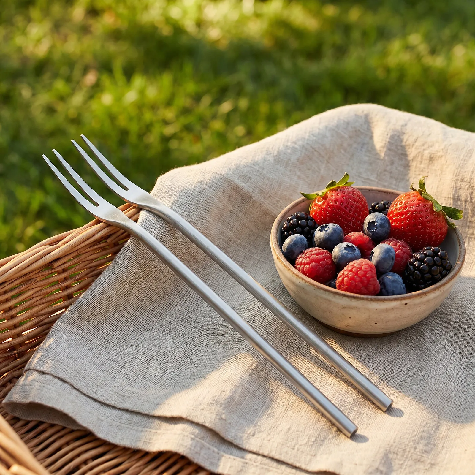 3Pcs Stainless Steel Fruit Forks Long Handle Two Prong Appetizer Dessert Pickle Picker Forks Party Snacks Wedding