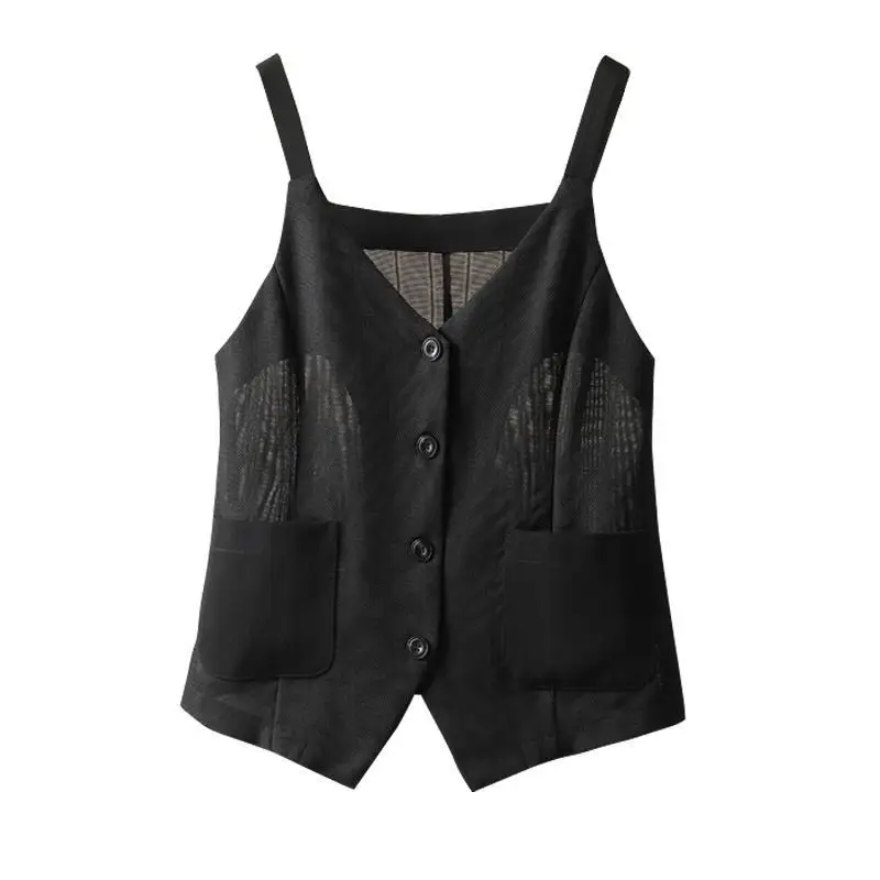 صافي الغزل كاميس الصيف مكتب سيدة أزرار البساطة بلون سترة مصممة معطف السيدات أزياء كل مباراة جيب أعلى المحملة