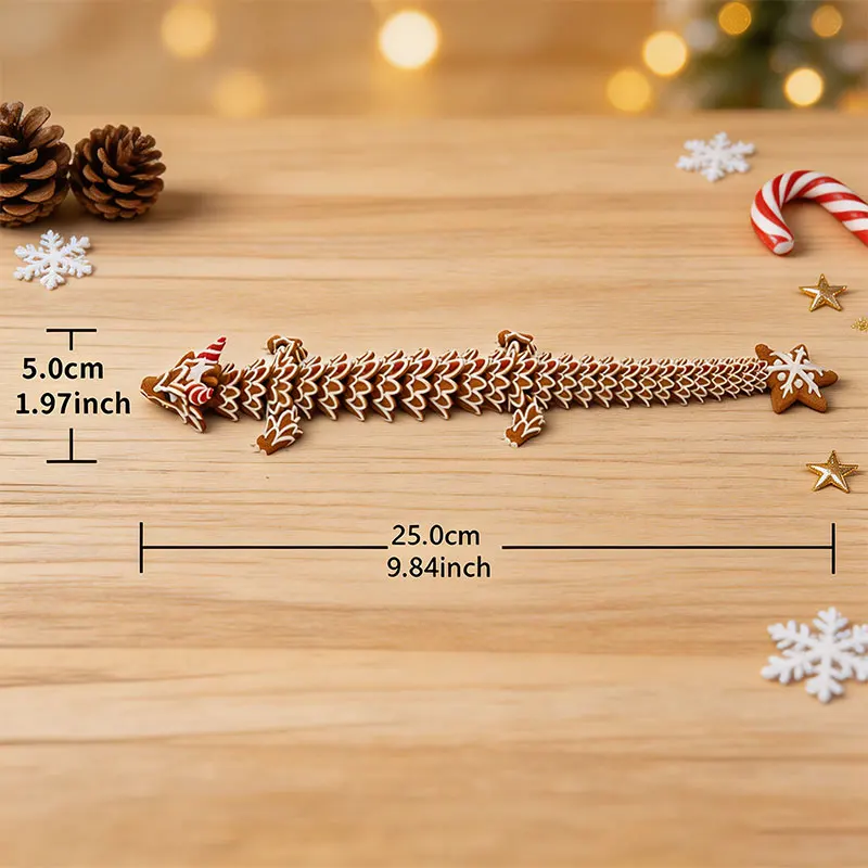 Weihnachtliche Lebkuchen-Drachenfigur, 3D-gedruckte Kekse-Drachen, Weihnachtsdekoration, Gartendekoration, Bürodekoration – Detail 1