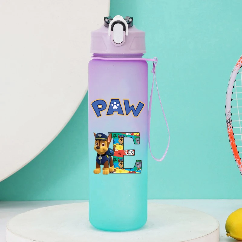 แก้วน้ำลายพาวพาโทรลไล่เฉดสี 750 มล. สำหรับเด็กชายและเด็กหญิง แก้วน้ำลายการ์ตูนอนิเมะแฟชั่น แก้วน้ำพกพาสำหรับนักเรียน ขวดน้ำกีฬา แก้วน้ำน่ารัก