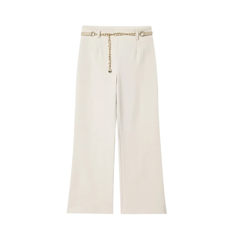 

2025Autumn New European and American Style High-End Feel with Chain Belt Ankle-Length Pants
