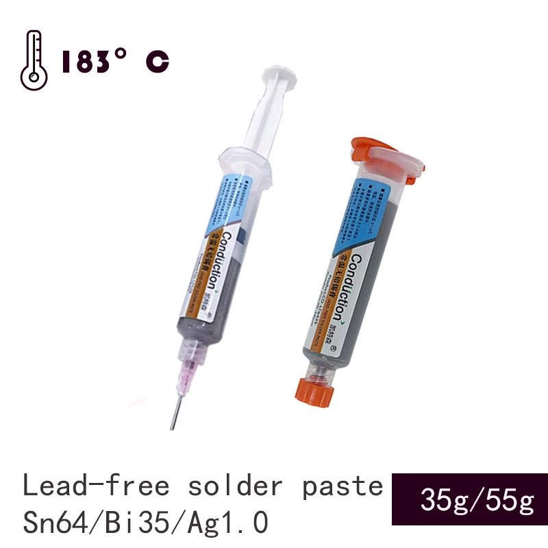 

Lead-free Solder Paste Melting Point 183 Needle Tube Welding SMD Component Chip PCB BGA SMT Solder Welding Rework 30g/55g