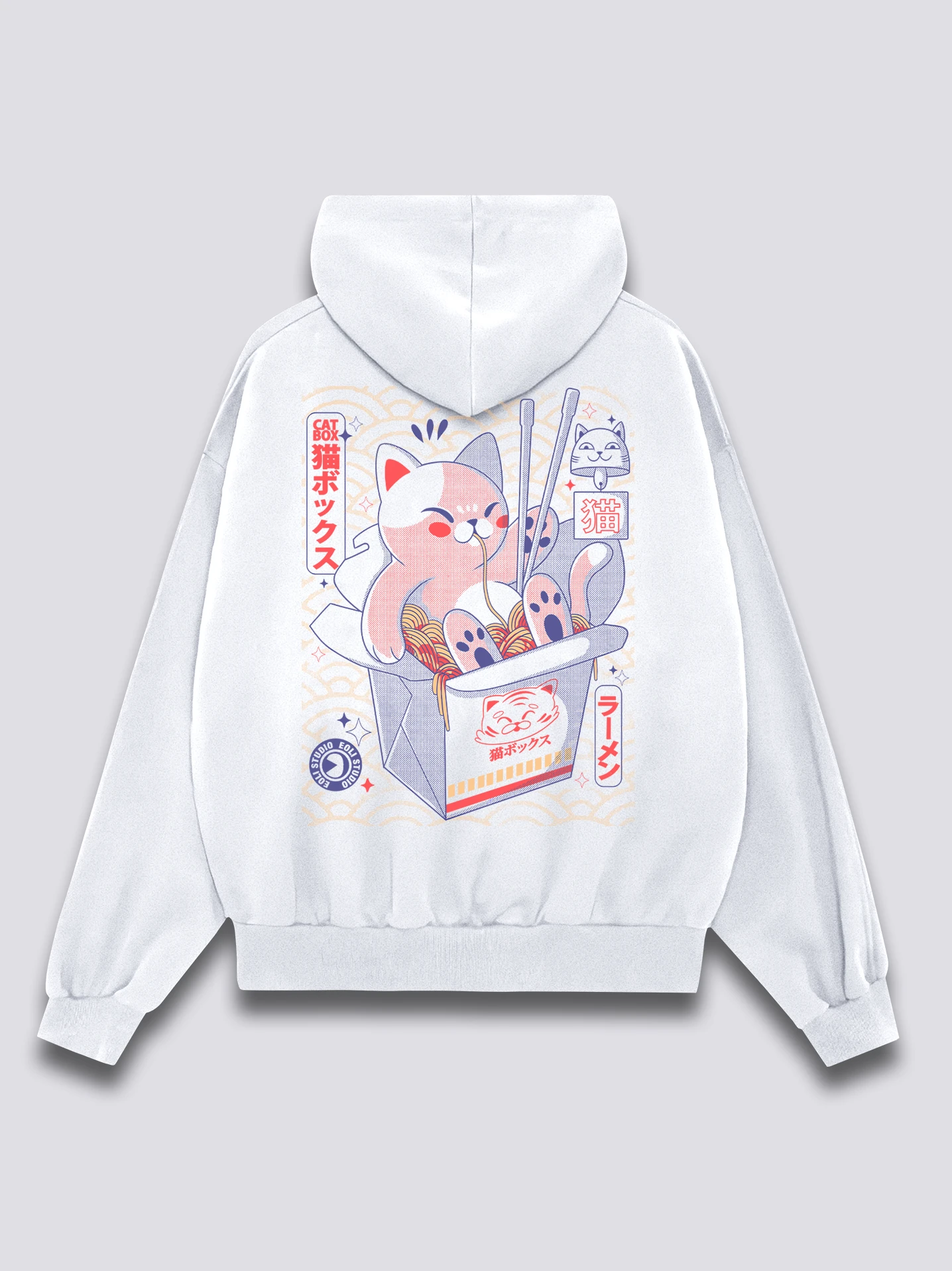 Woman Ramen Cat Cartoon Print TShirt Japanese Kawaii Streetwear TShirt Back Graphic TShirt Oversized Hoodie Sweatshirt Tops