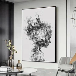 Black White Abstract Feather Poster Printing Canvas Painting Modern Nordic Wall Art Pictures for Living Room Home Decoration