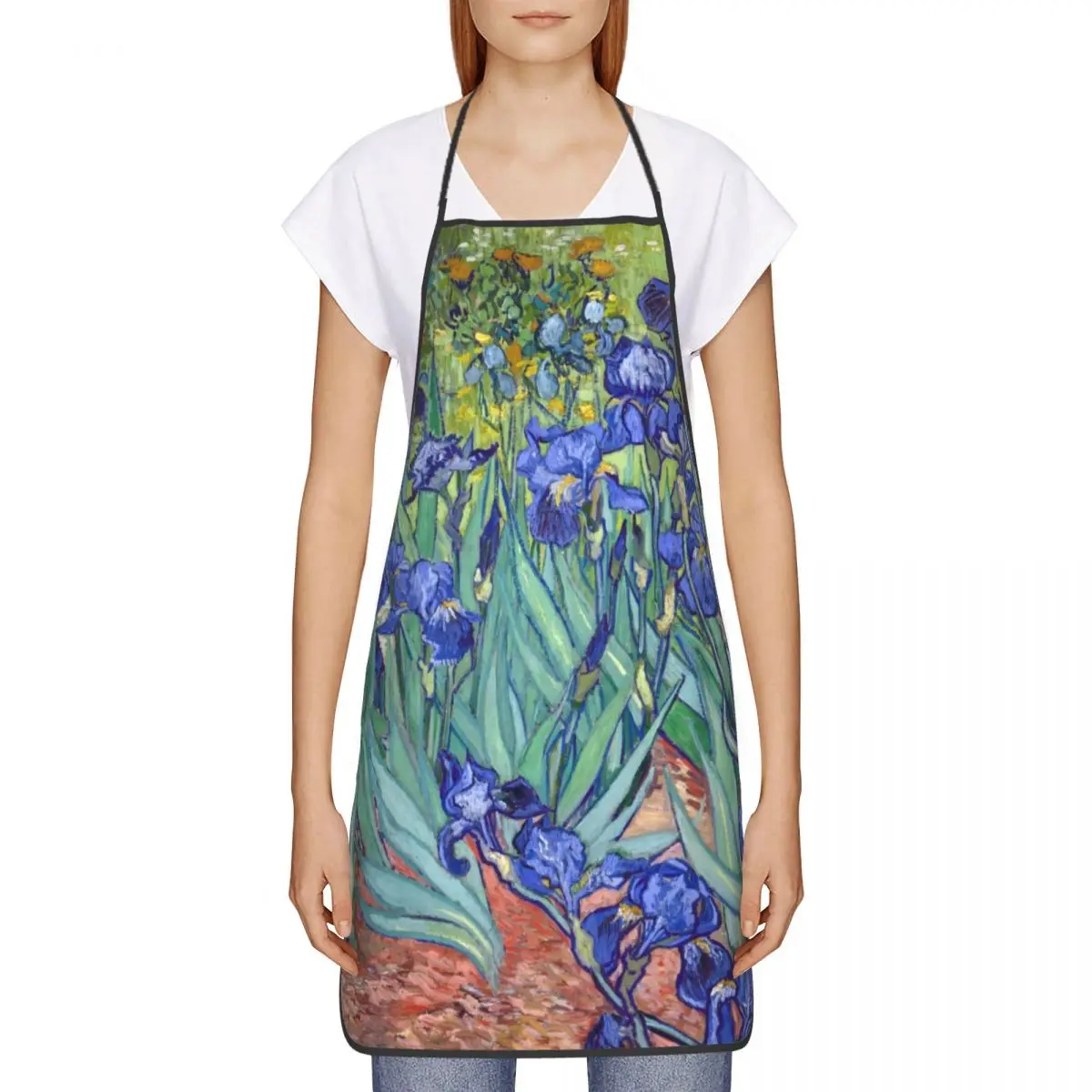 Unisex Irises By Vincent Van Gogh Bib Apron Adult Women Men Chef Tablier Cuisine for Cooking Kitchen Art Flowers Painting