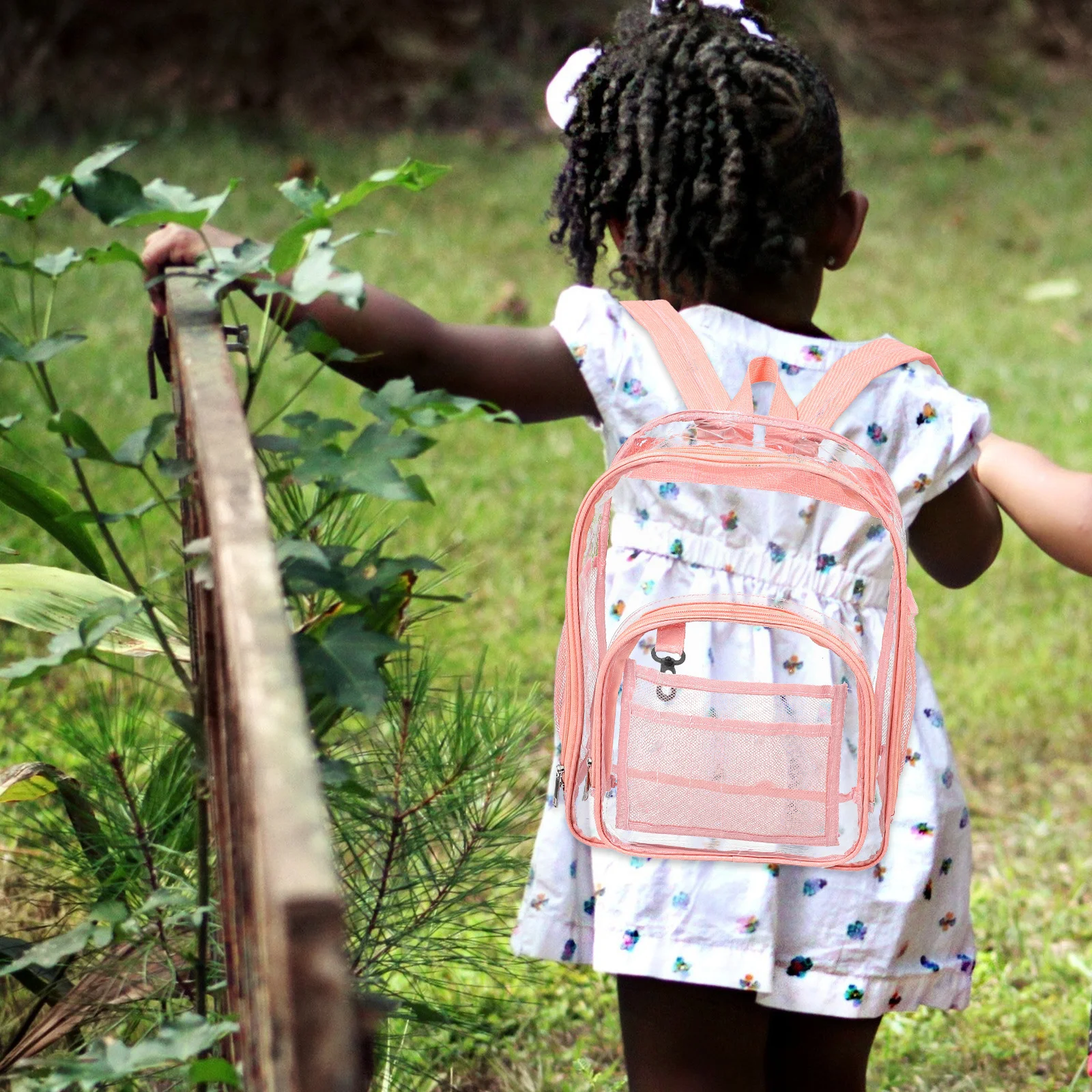 PVC Transparent Clear Backpack Large Capacity Waterproof School Bag for Girls with Comfortable Reinforced Shoulder Straps Clear