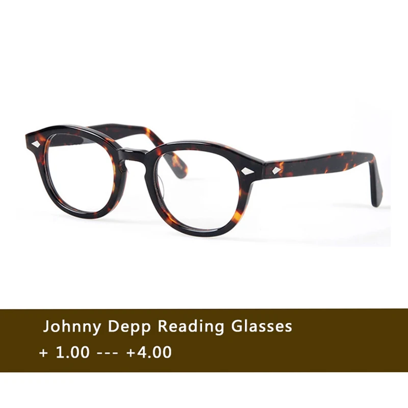 

Lemtosh очки для чтения мужские Johnny Depp очки для дальнозоркости женские диоптрии люксовый бренд винтажные ацетат + 1,0 + 2,0 + 3,0 + 4,0