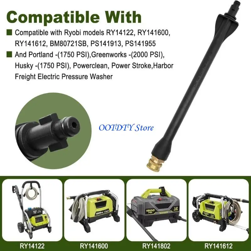 367A Heavy Duty Pressure Washer Accessory Extended Wand with 1/4inch Quick Connector Brass Nozzle For Garden Patios Cleaning