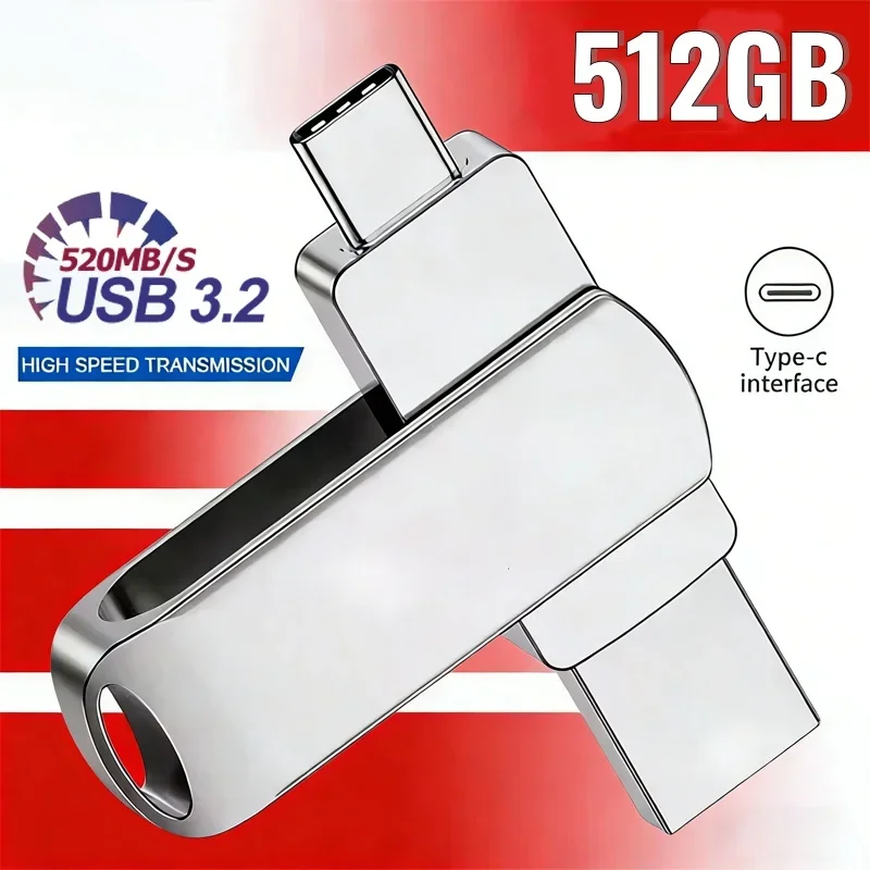 For Xiaomi 512GB USB 3.2 2in1 Flash Drives U Disk 256GB High Speed Metal Pendrive WaterProof Type-C Memoria USB Stick USB Drives