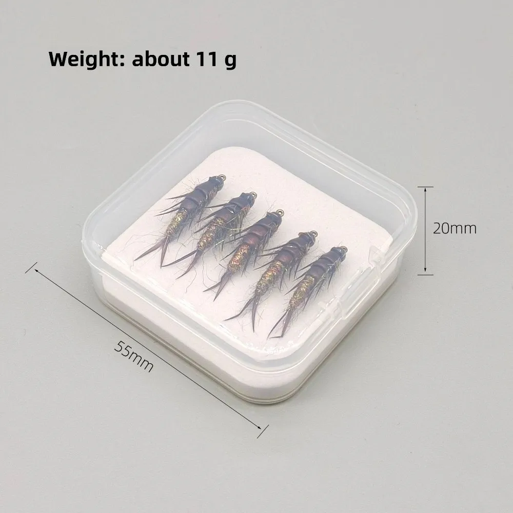 5 قطعة مجموعة إغراء مجموعة الكربون الصلب يطير الصيد هوك رمادي اللون حورية تصميم يطير الطعم Stonefly نمط أدوات الصيد Grayling الصيد