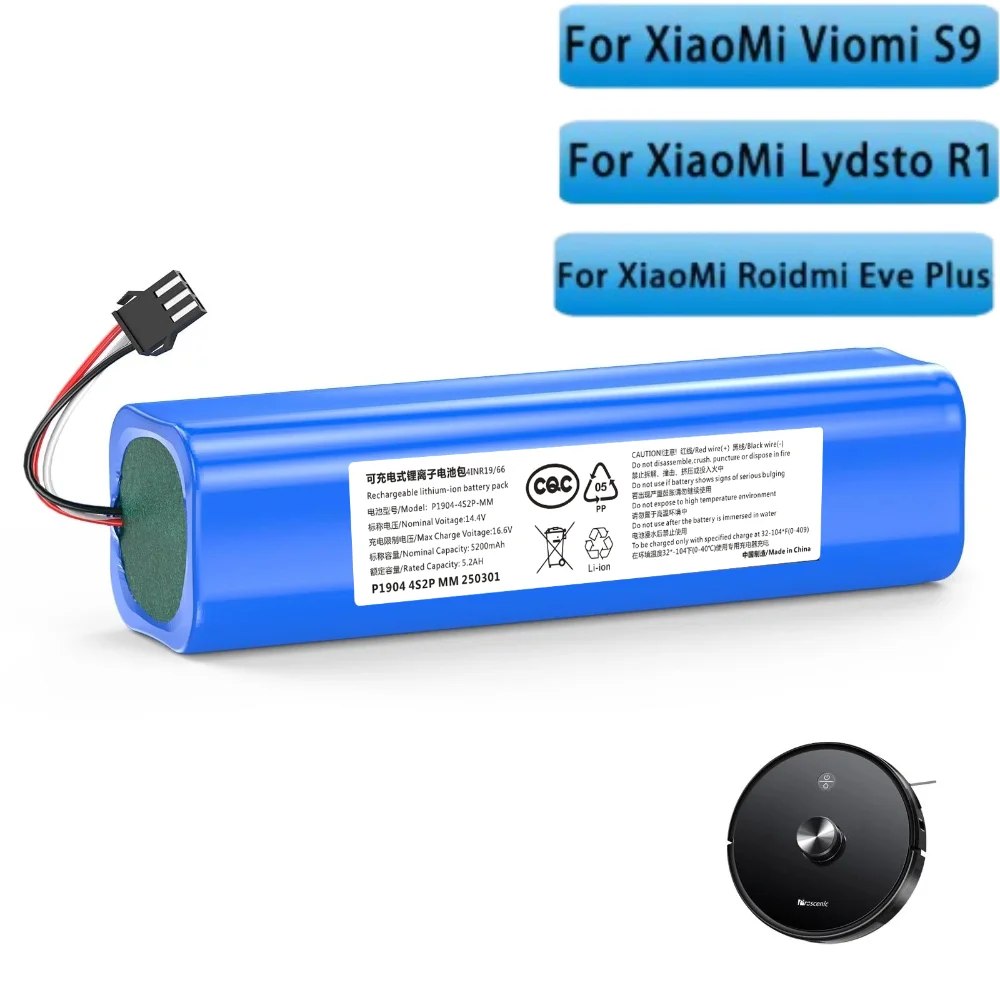

5200mAh Li-Ion Battery for Neabot N2/N1 Tesvor M1 Proscenic M7 Pro/M8 Pro Roidmi Eve Plus Lydsto R1 Viomi S9 Uoni V980 Plus.