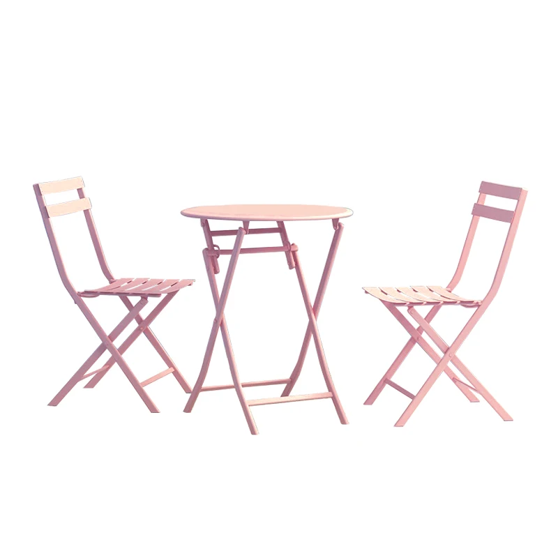 #Metal Folding Dining Chairs and Tables Outdoor Stackable Waterproof Modern Design Garden Restaurant Furniture Sets