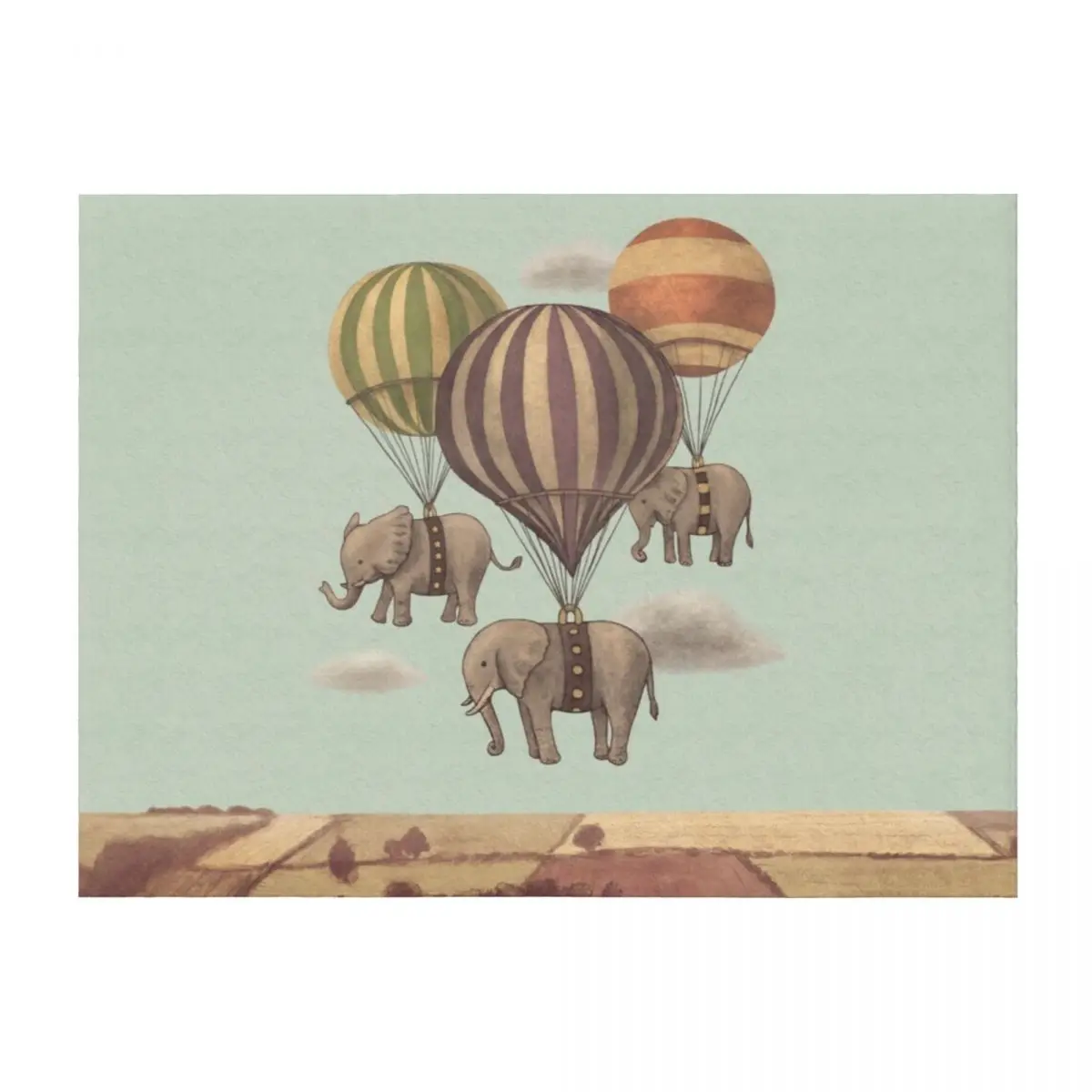 

Flight of the Elephants - mint option Throw Blanket Travel cosplay anime Extra Large Throw for babies Blankets