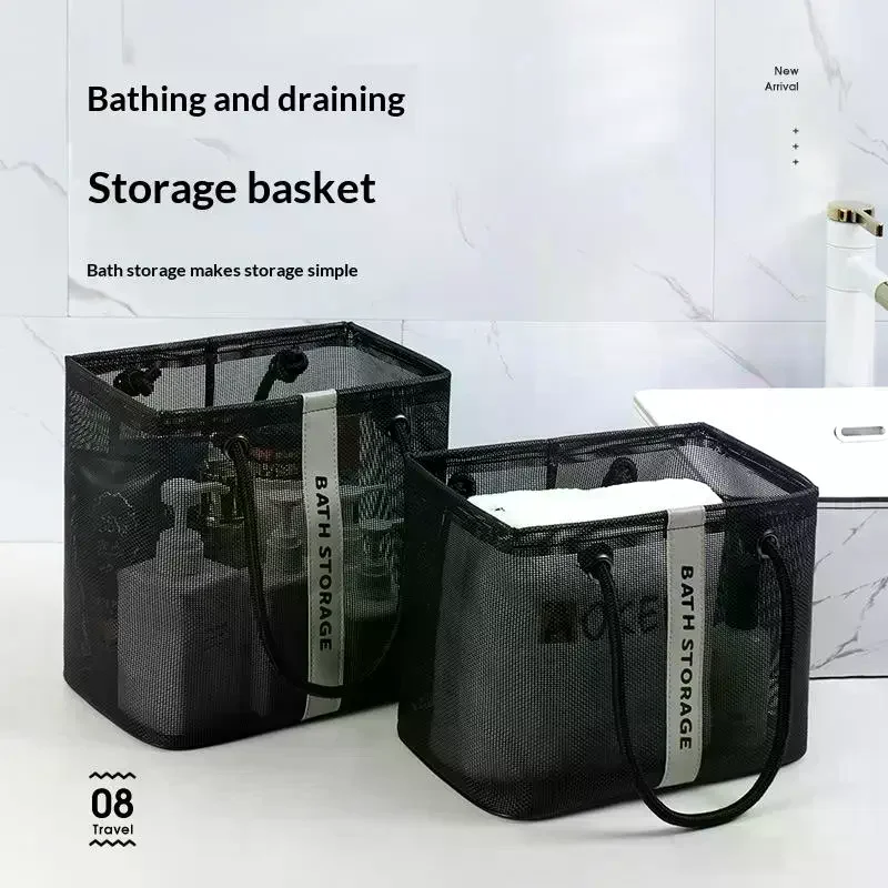 Mesh Toiletry Bag With Drainage Holes Travel Shower Cosmetic Organizer For Men Women Portable Bath Storage Pouch Swimming Bag