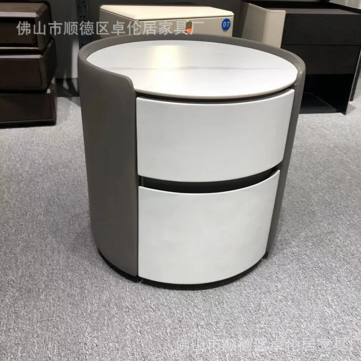 Light luxury all solid wood bedside table wabi sandy wind high-end rock slab bedside table bedroom pure solid wood modern simple
