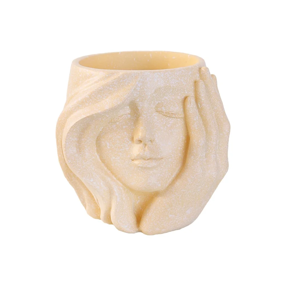 Artistic Resin Flower Container with Drainage Function for Patio and Interior Use 13x13x12cm Lightweight Design
