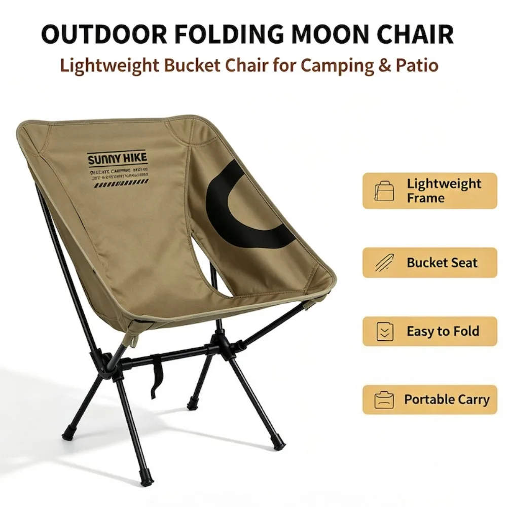 Outdoor Portable Folding Aluminum Alloy Moon Chair Leisure Lightweight Camping Fishing Chair for Travel Beach Home Garden Use view 3