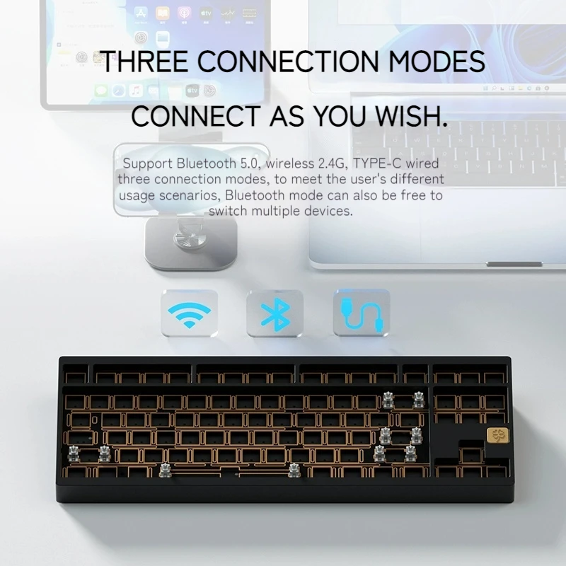 Weikav Lucky80 Drie Modus Draadloos Bluetooth Aluminium Chomp Mechanisch Toetsenbord Rgb Elektronische Competitie Computer Toetsenbord Cadeau