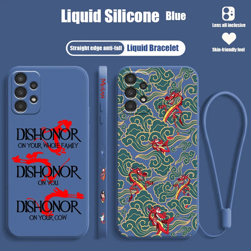 

Disney Mulan Dragon For Samsung A91 A81 A71 A51 A41 A31 A21S A11 A05 A04 A03S A02S A55 A35 Liquid Left Rope Phone Case