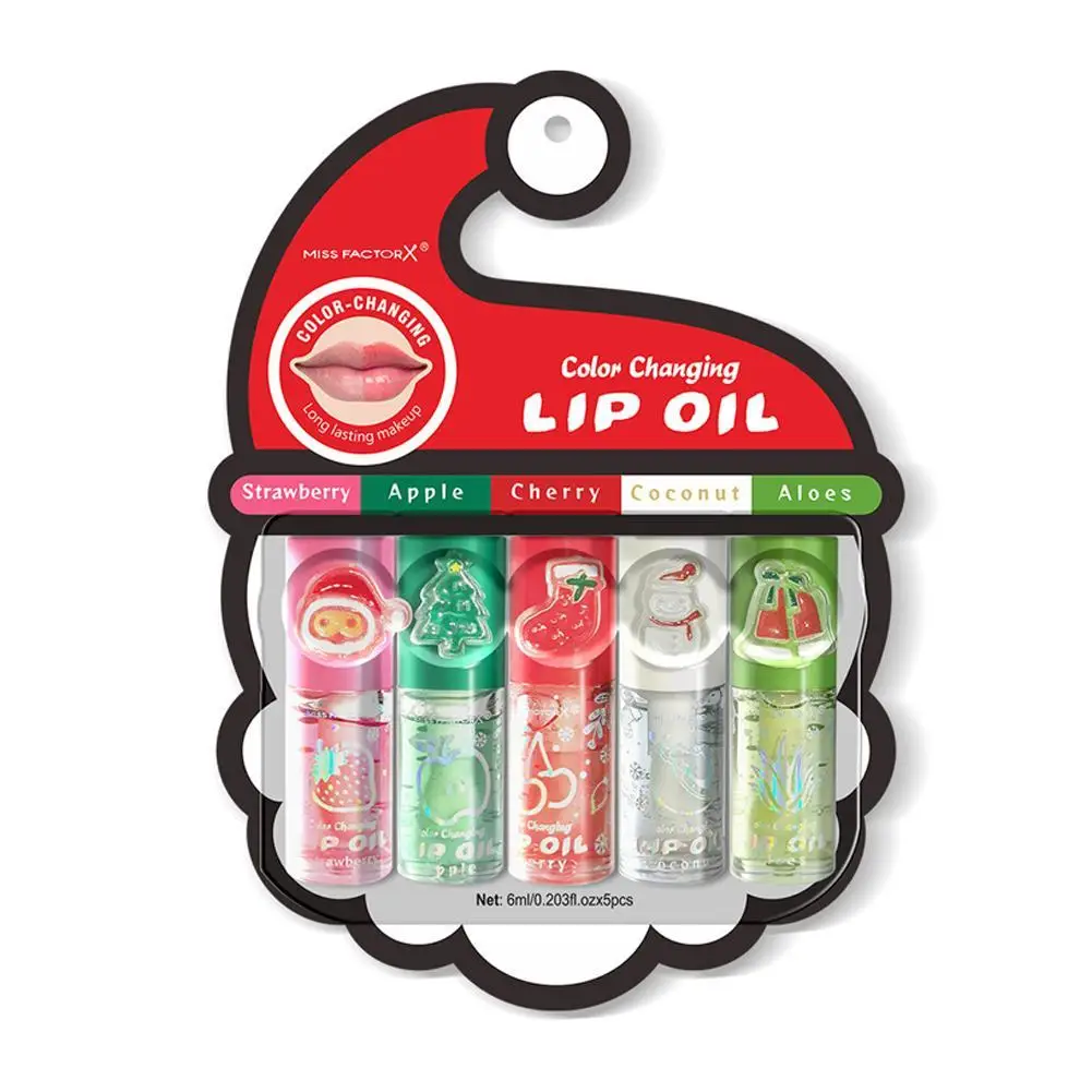 

New 5PCs/set Christmas Lip Tint Lip Gloss Liquid Lipstick Cute Snowman Long Lasting Waterproof Lips Makeup For Xmas Party Gifts