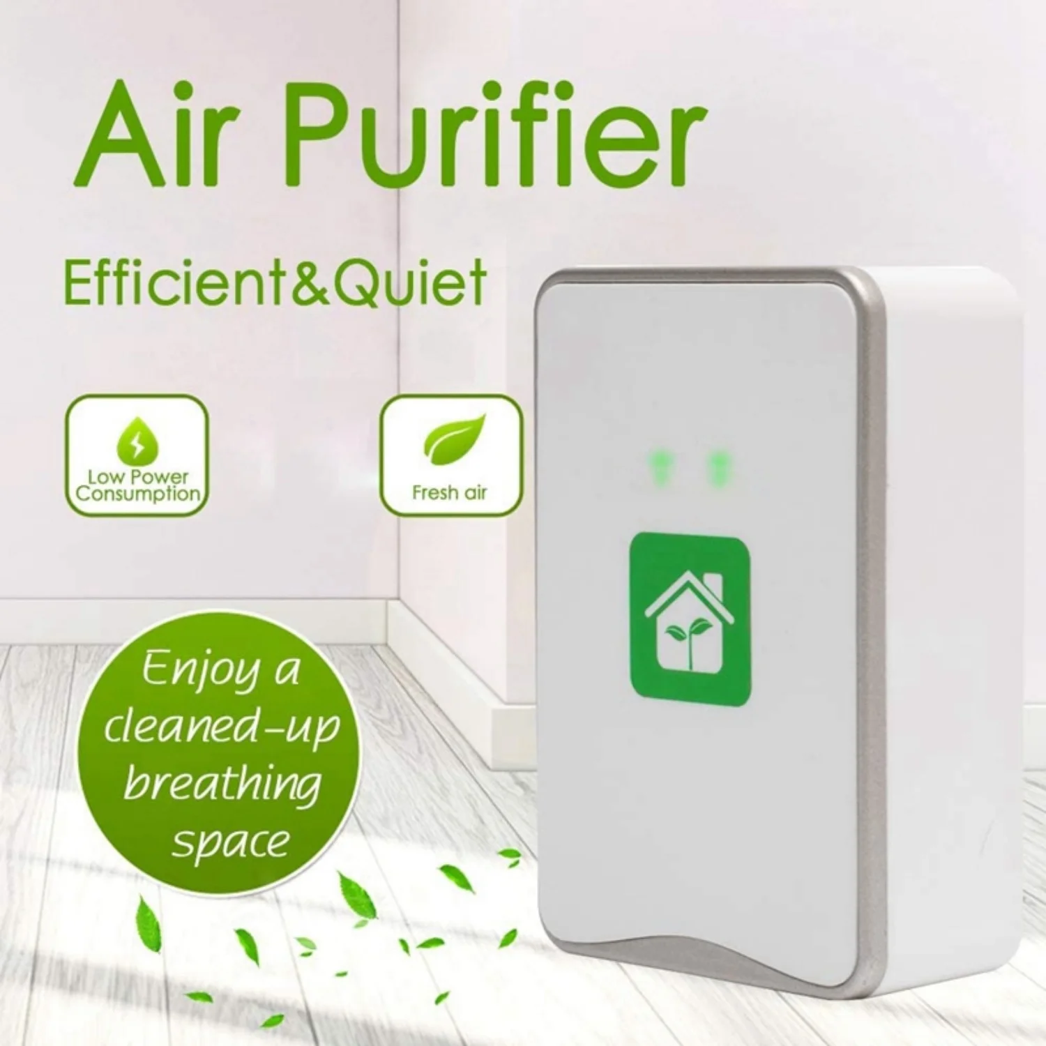 Pluggable Air Purifier Negative Ion Generator Filterless Ionizer Purifier Clean ,Pollutants,Mold,Odors-EU Plug