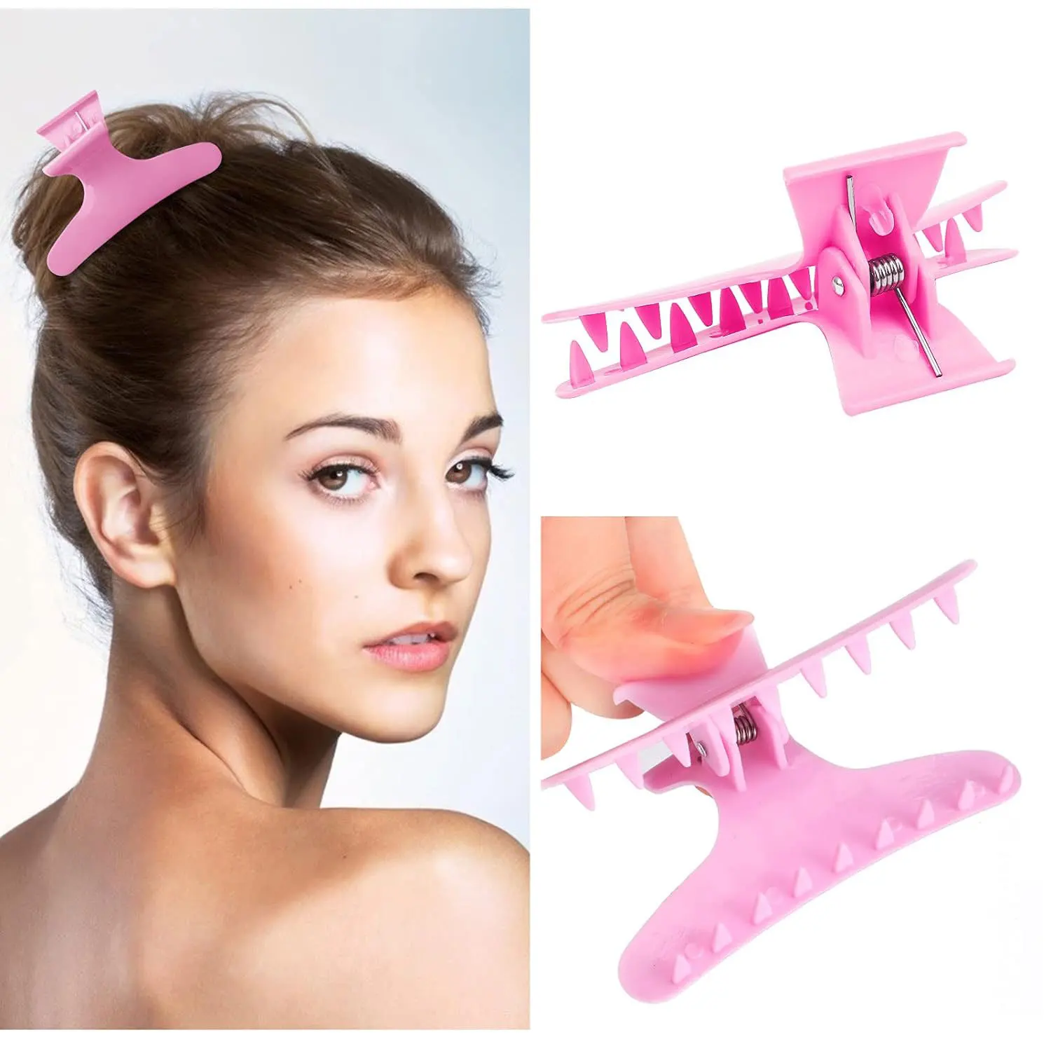 12PCS Haar Zubehör Haar Clips Partition Greifen Clip Bunte Schmetterling Clip Lange Mund Clip Haar Platte Haar Flechten Werkzeuge – Detail 16