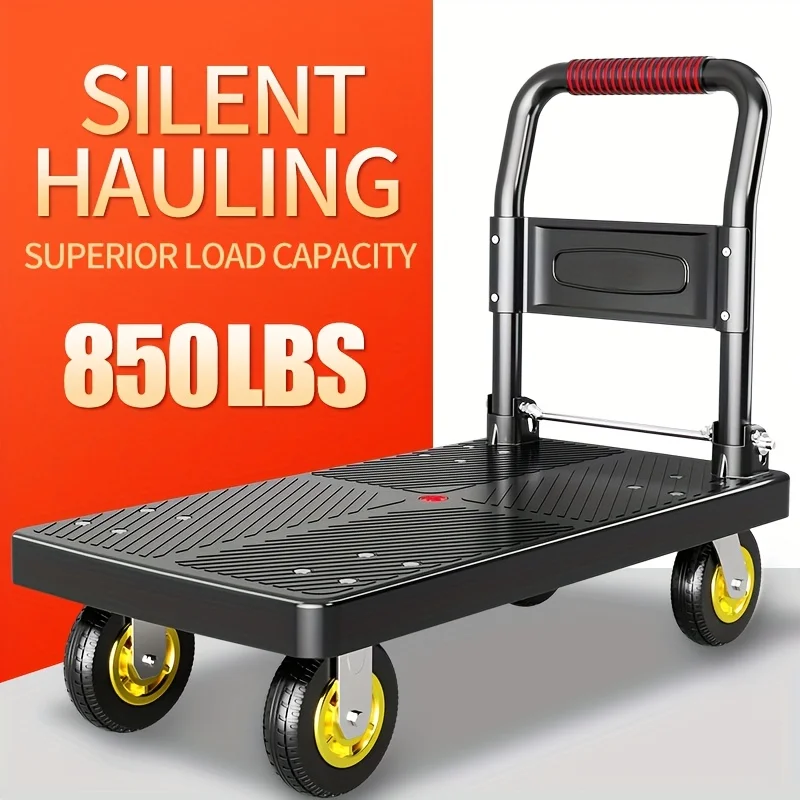 

Heavyduty Folding Hand Truck 450Lb/850Lb Capacity | Steel Tube Construction With 360° Dual-Axis Swivel Casters, Lightweight, Portable, Quiet & Durable, Ideal For Outdoor Hauling, Home, Warehouse, Multi-Purpose Transport, Sleek Black Design