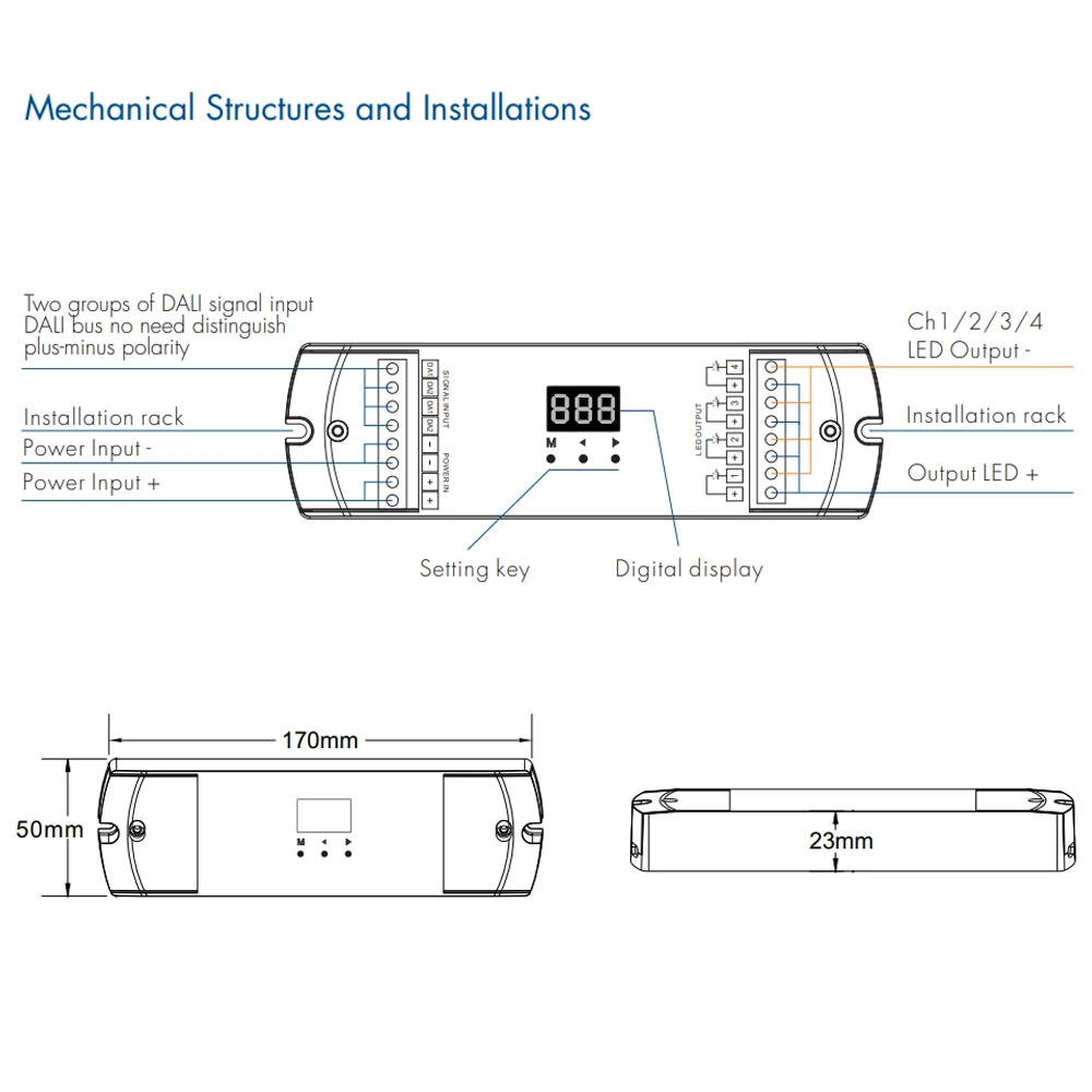 Imagem -03 - Dimmer Led com Display Numérico para Única Cor Led Strip Dt6 Dimmer Dt6 dc 12v 24v 4ch Tensão Constante Pmw