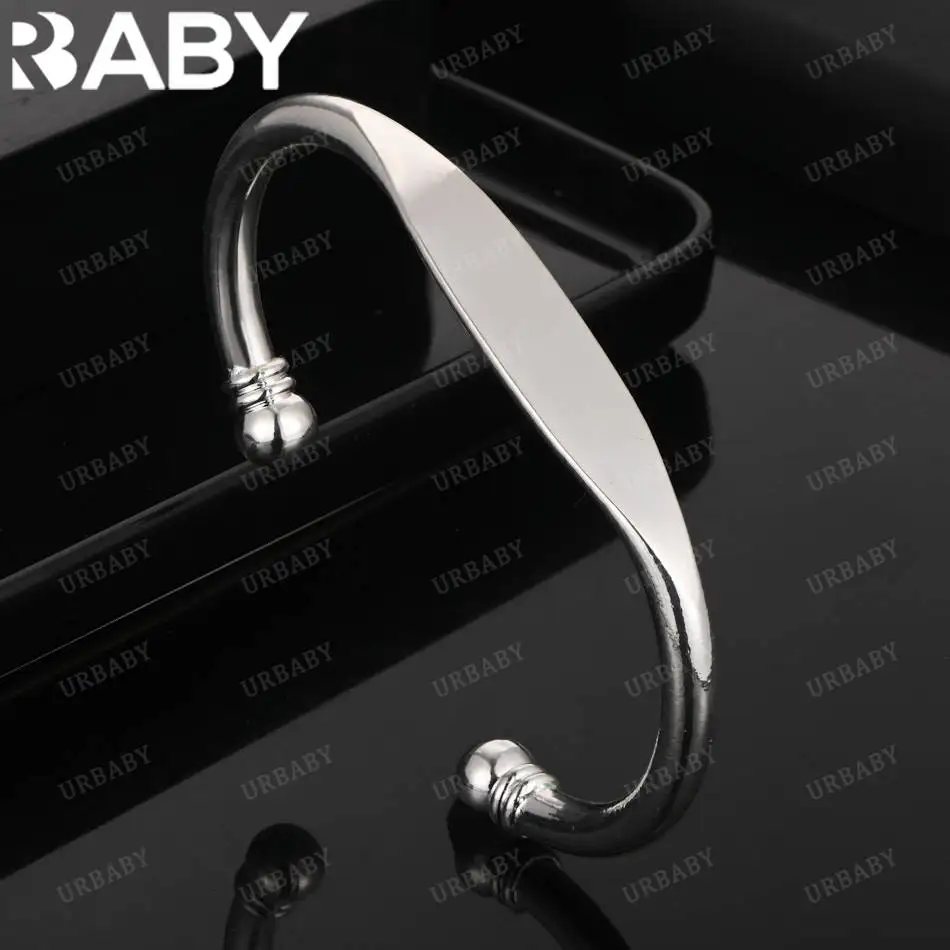 

URBABY 925 Sterling Silver Design Oblate Bangle For Women Fashion Jewelry Charm Grace Noble Wedding Accessories