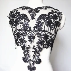 Black Off White Lace Forechest Collar .Flower .Applique..Embroidery Mesh Patch.Handmade DIY Sewing Wedding Dress Decorate
