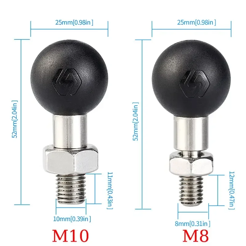 Ball Head Mount Adapter M8 M10 M6 Screw Post Bracket Phone Holder Electric Motorcycles Bike Mirror For RAM Mount Amagi