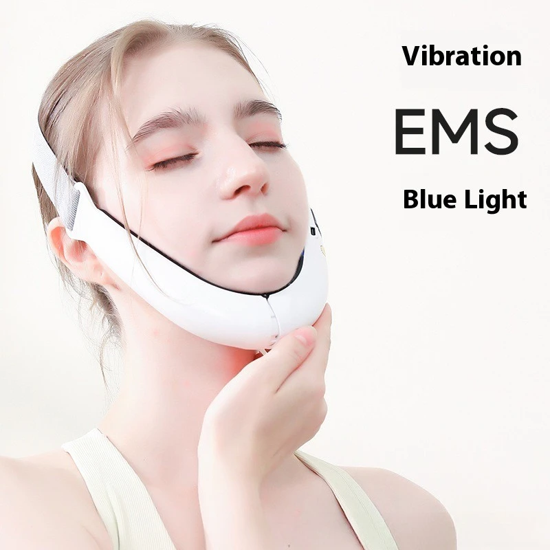 أداة تجميل الوجه الكهربائية على شكل حرف V - مدلك الوجه مكركرنت EMS، مخفض الذقن المزدوجة وأداة شد الوجه