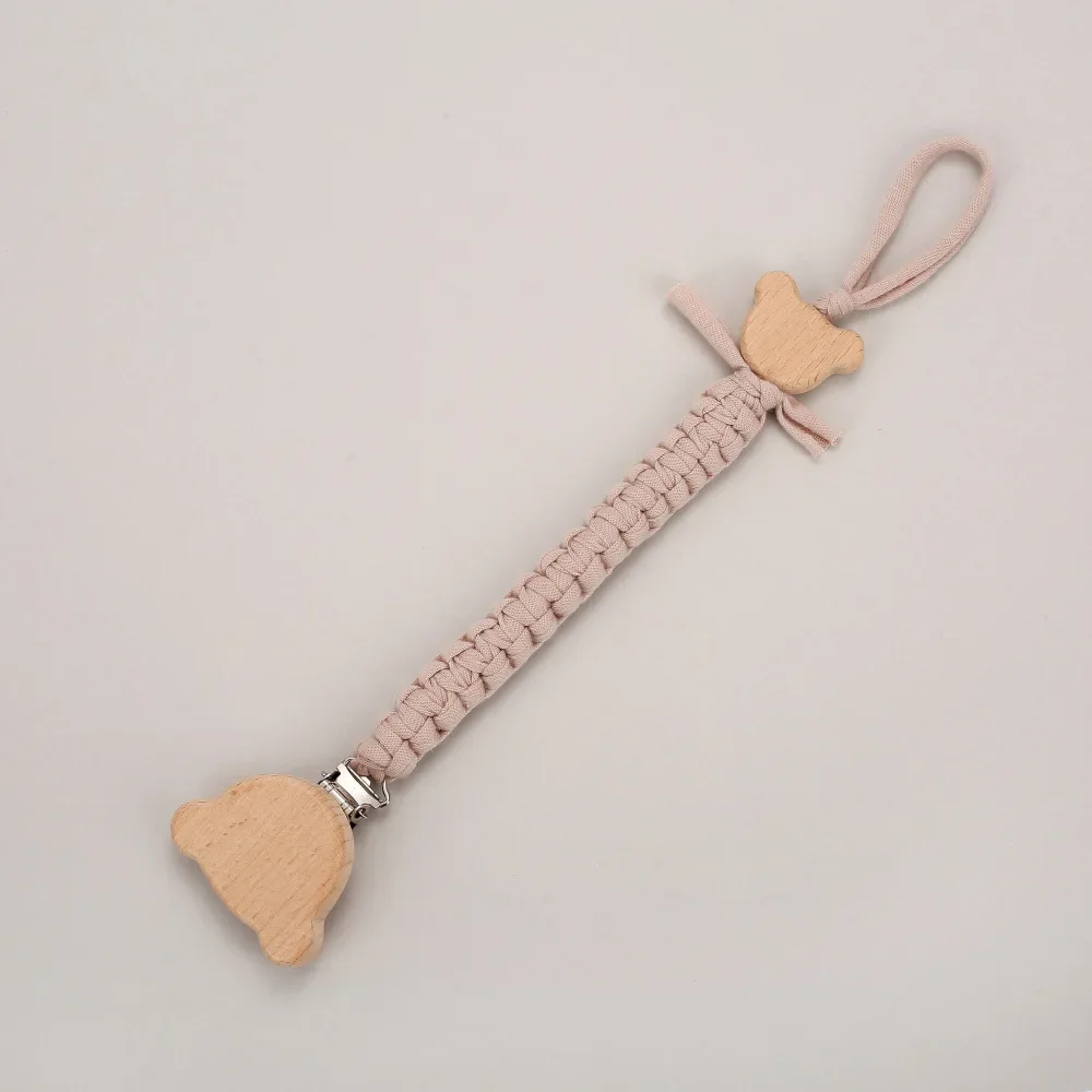 Custom Name Wooden Personalized Baby Pacifier Chain Braided Weave Dummy Nipple Holder Guard Teether Pendant Newborn Gift Stuff