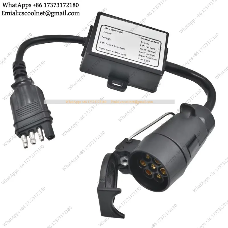 JS03 4-Pin Flat to 7-Pin Trailer Light Converter For USA to EU Parts
