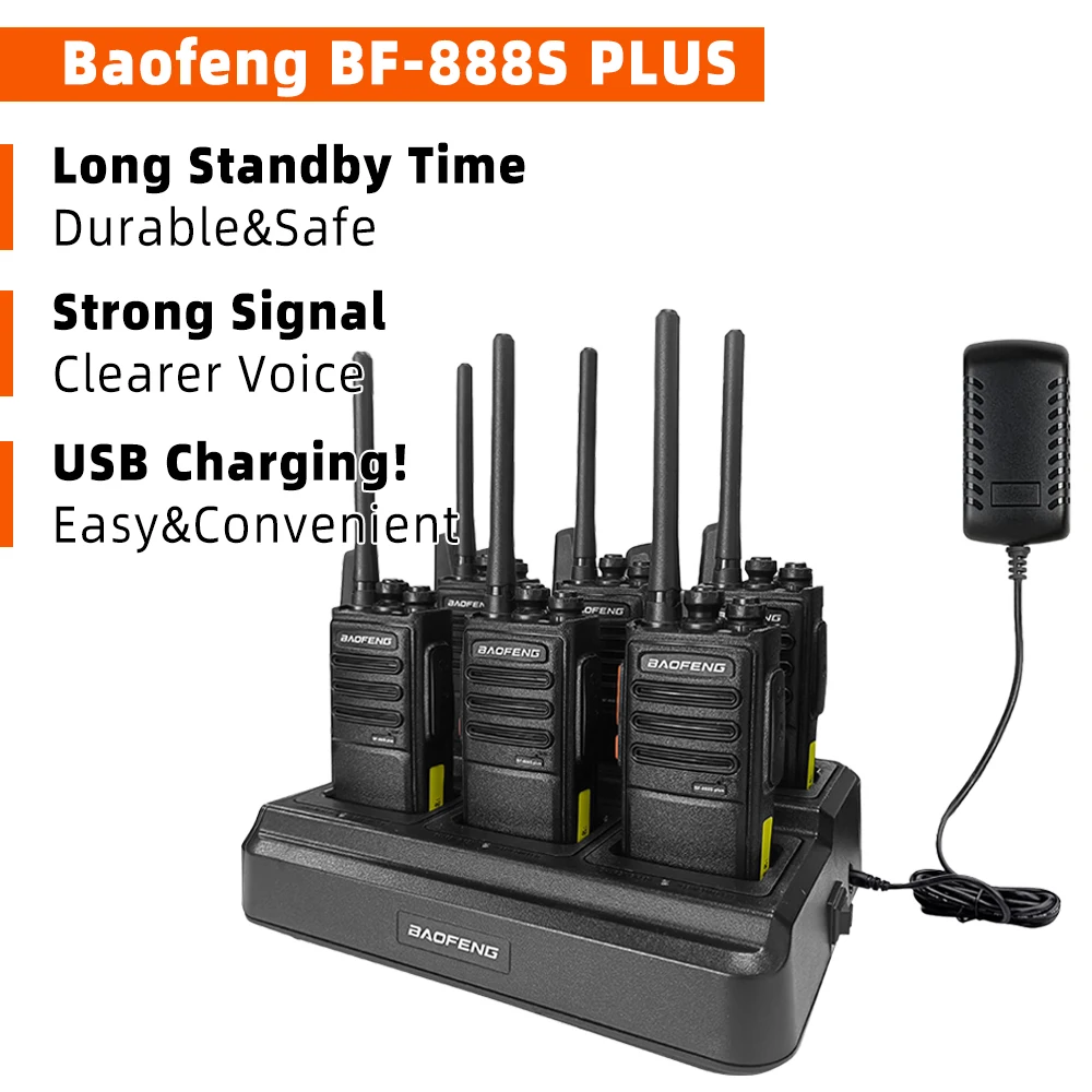 

6 упаковок Baofeng 888S PLUS двусторонняя радиостанция UHF 400-470 МГц портативная рация портативная 16-канальная радиосвязь связи для отеля