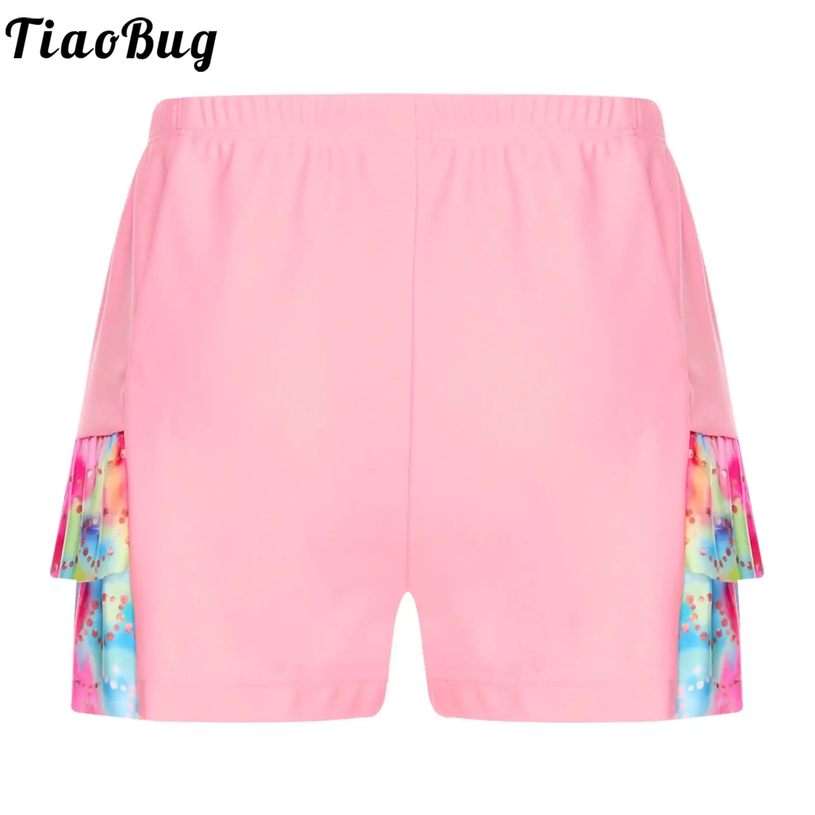 Children Girls Printed Swimsuit Shorts 6 to 16 Years Old Swimwear Elastic Waist Double Layers Ruffle Shorts for Beachwear