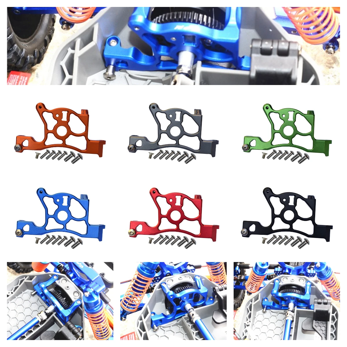 GPM TRAXXAS 1/10 Rustler 4X4 VXL-67076-4 For Aluminum Rear Spur Gear Cover Mount