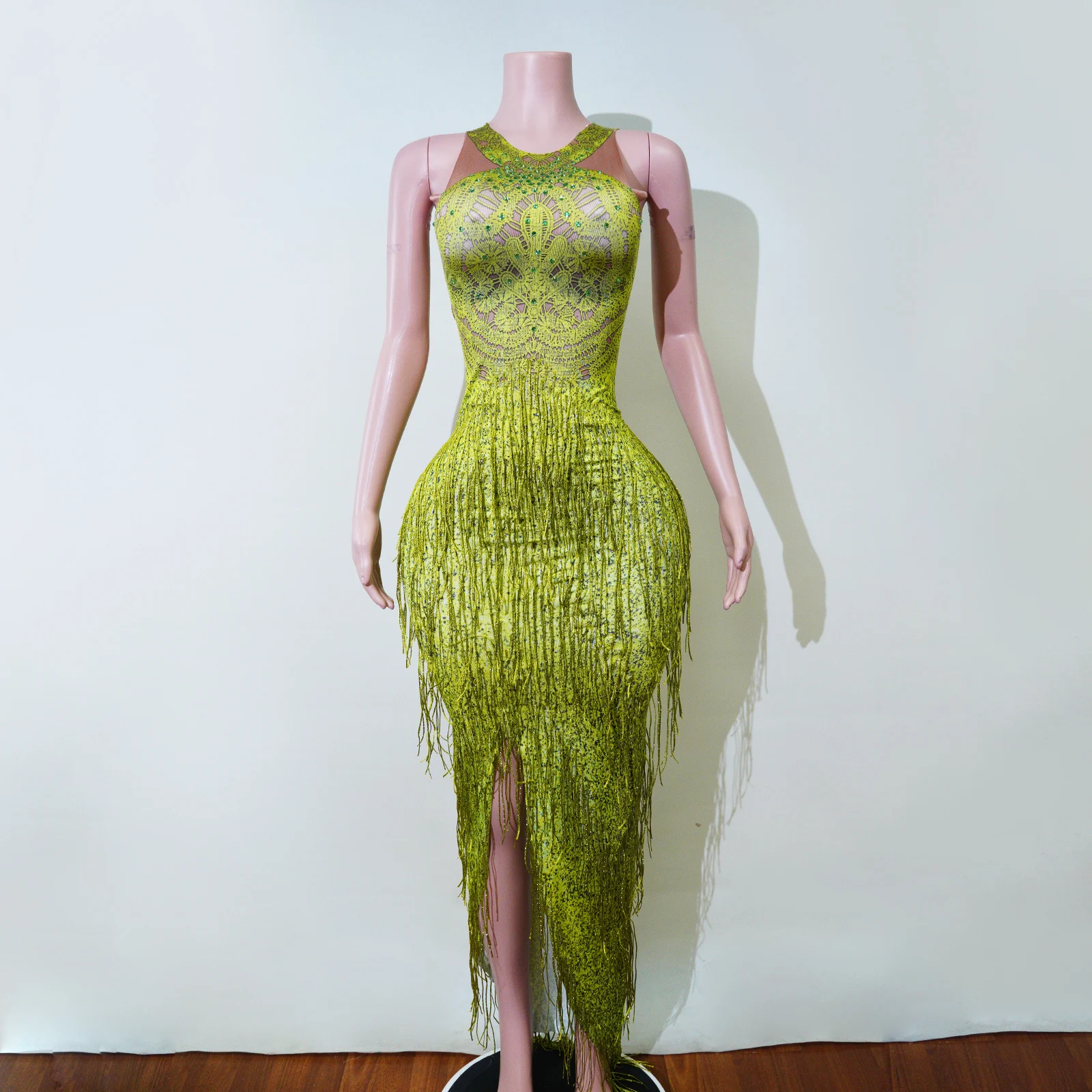 2026-new-lime-green-luxury-fringe-rhinestone-halter-maxi-skirt-drag-queens-costume-nightclub-party-performance-outfits