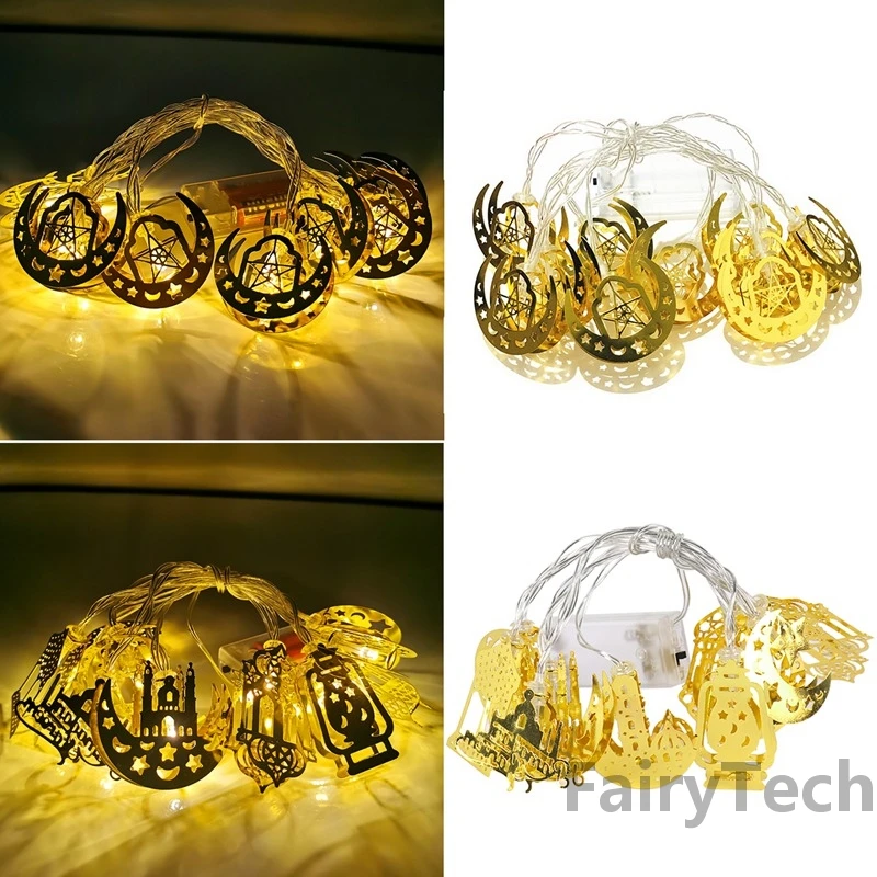 Eid Mubarak Moon Star Led String Lights Ramadan Fairy Light Decorations for Home Holiday Decorative Islam Muslim Event Party