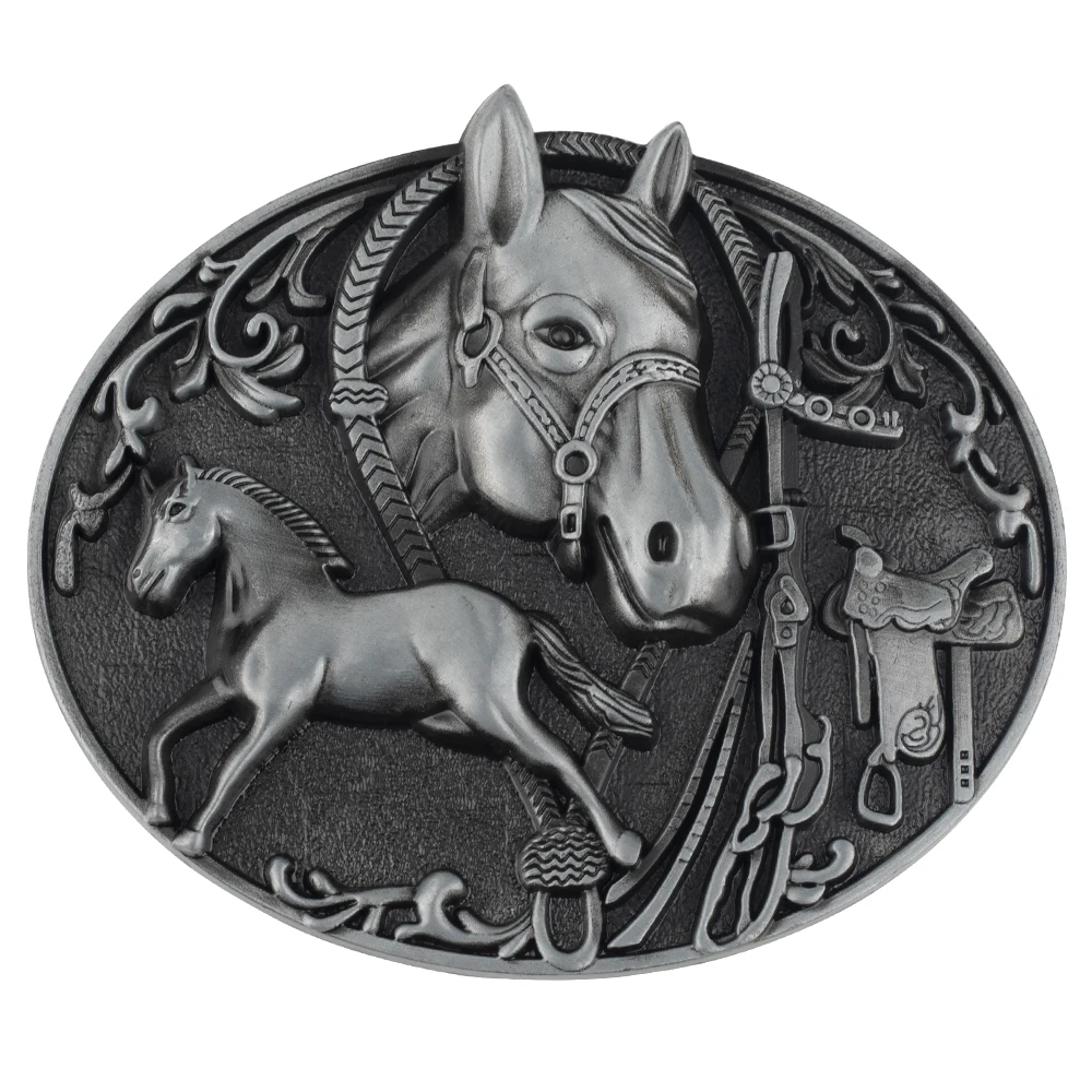 Equestrian Belt Buckle Horse Head Cowboy