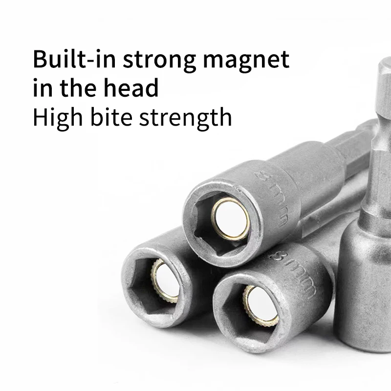 Strong Magnetic Hex Socket Set 6-19mm 65mm Long Magnetic Air Impact Socket Bits for Air Screwdriver Electric Drill Impact Wrench